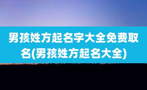 男孩姓方起名字大全免费取名(男孩姓方起名大全)