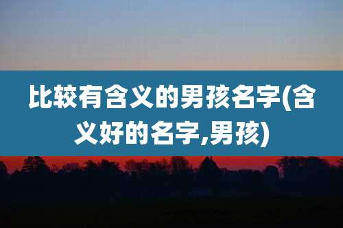 比较有含义的男孩名字(含义好的名字,男孩)