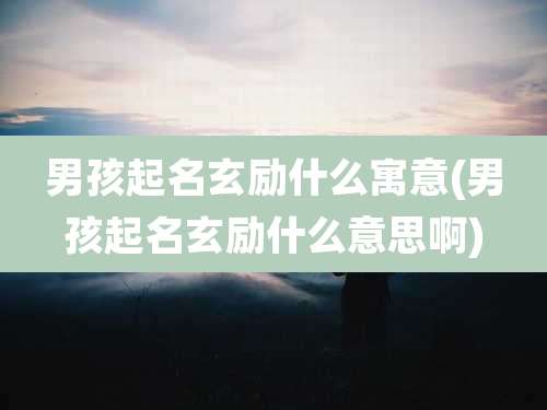 男孩起名玄励什么寓意(男孩起名玄励什么意思啊)