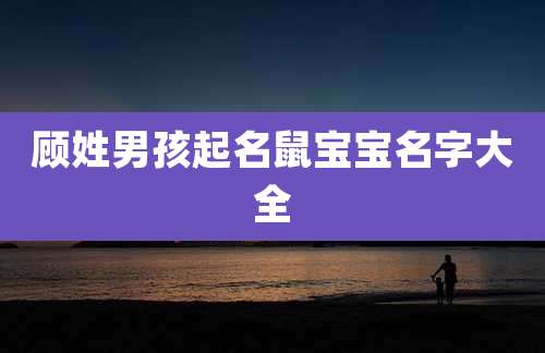 顾姓男孩起名鼠宝宝名字大全