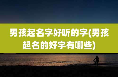 男孩起名字好听的字(男孩起名的好字有哪些)