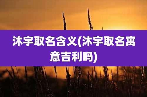 沐字取名含义(沐字取名寓意吉利吗)