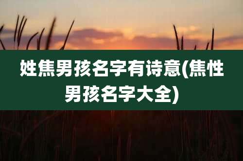 姓焦男孩名字有诗意(焦性男孩名字大全)