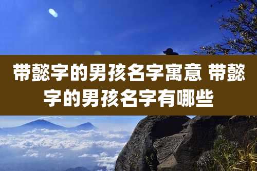 带懿字的男孩名字寓意 带懿字的男孩名字有哪些