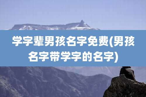 学字辈男孩名字免费(男孩名字带学字的名字)
