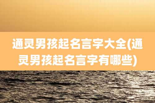 通灵男孩起名言字大全(通灵男孩起名言字有哪些)