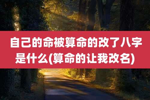 自己的命被算命的改了八字是什么(算命的让我改名)