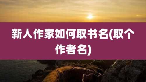 新人作家如何取书名(取个作者名)