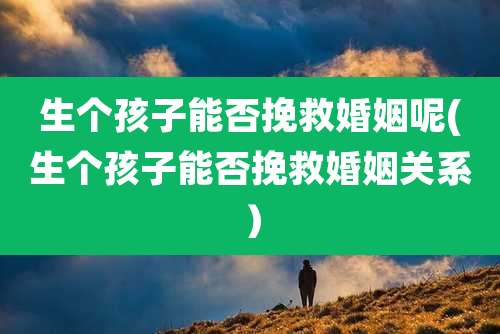 生个孩子能否挽救婚姻呢(生个孩子能否挽救婚姻关系)