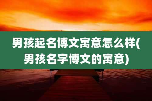 男孩起名博文寓意怎么样(男孩名字博文的寓意)