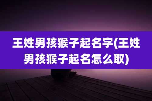 王姓男孩猴子起名字(王姓男孩猴子起名怎么取)