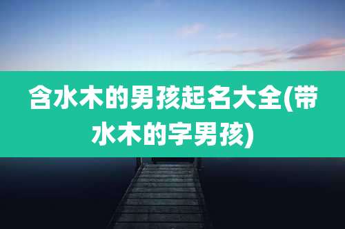 含水木的男孩起名大全(带水木的字男孩)