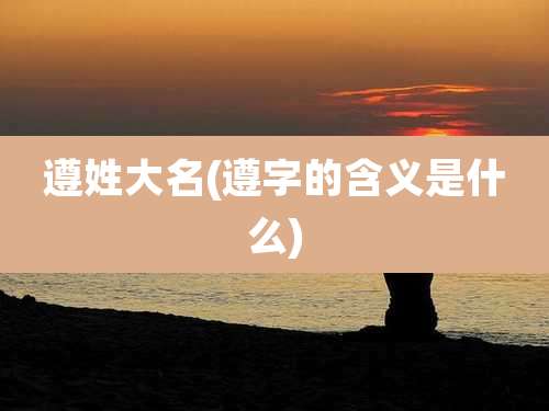 遵姓大名(遵字的含义是什么)