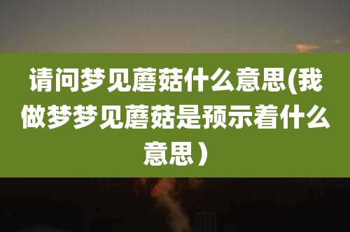请问梦见蘑菇什么意思(我做梦梦见蘑菇是预示着什么意思)