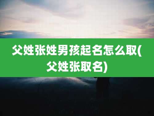父姓张姓男孩起名怎么取(父姓张取名)