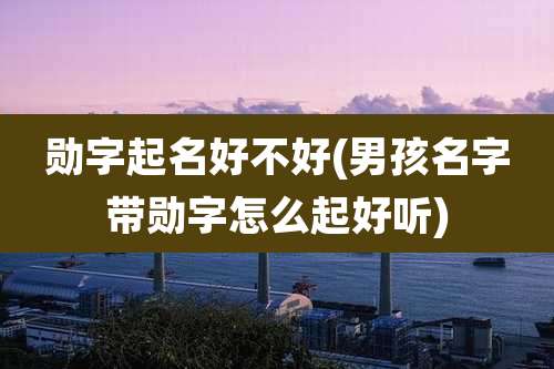 勋字起名好不好(男孩名字带勋字怎么起好听)