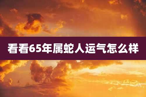 看看65年属蛇人运气怎么样