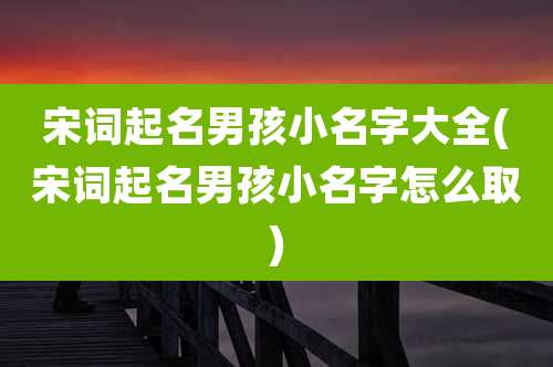 宋词起名男孩小名字大全(宋词起名男孩小名字怎么取)