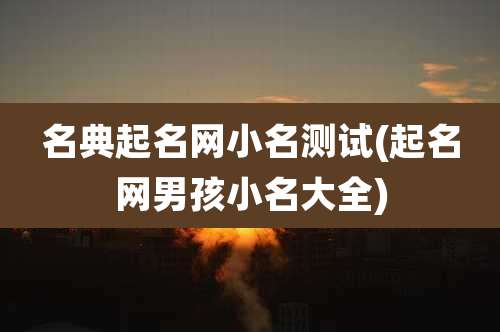 名典起名网小名测试(起名网男孩小名大全)