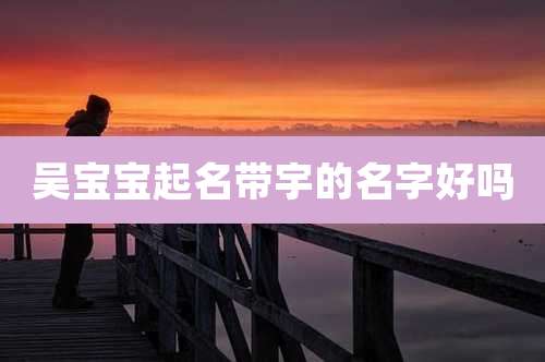 吴宝宝起名带宇的名字好吗