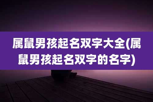 属鼠男孩起名双字大全(属鼠男孩起名双字的名字)