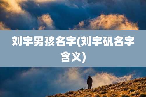 刘宇男孩名字(刘宇矾名字含义)