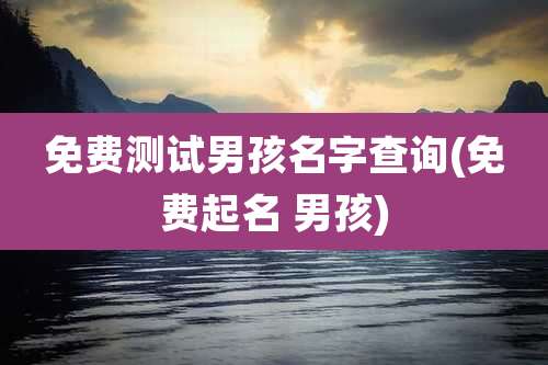 免费测试男孩名字查询(免费起名 男孩)