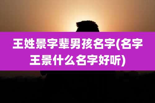王姓景字辈男孩名字(名字王景什么名字好听)