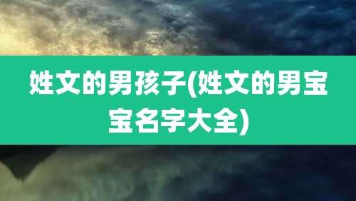 姓文的男孩子(姓文的男宝宝名字大全)