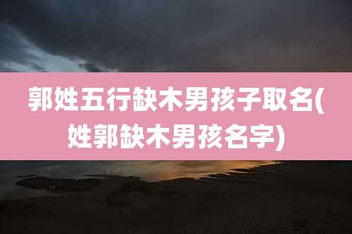 郭姓五行缺木男孩子取名(姓郭缺木男孩名字)