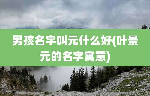 男孩名字叫元什么好(叶景元的名字寓意)