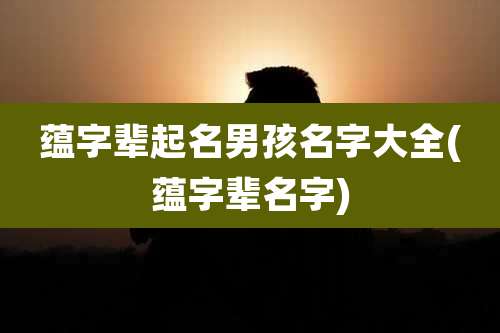 蕴字辈起名男孩名字大全(蕴字辈名字)