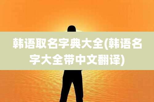 韩语取名字典大全(韩语名字大全带中文翻译)