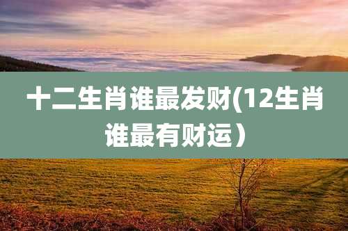 十二生肖谁最发财(12生肖谁最有财运）