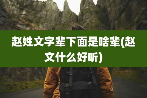 赵姓文字辈下面是啥辈(赵文什么好听)