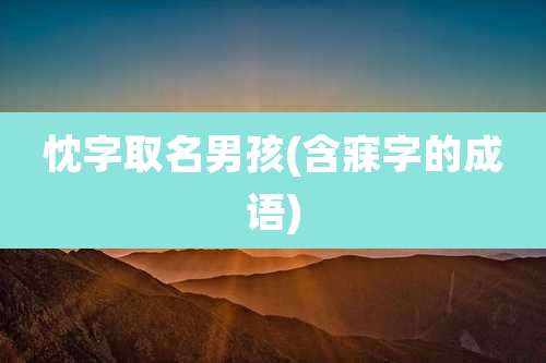 忱字取名男孩(含寐字的成语)