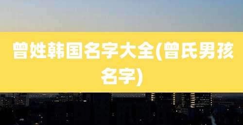 曾姓韩国名字大全(曾氏男孩名字)