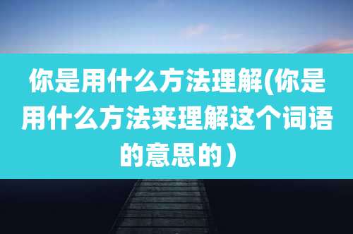 你是用什么方法理解(你是用什么方法来理解这个词语的意思的)