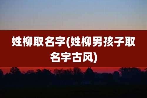 姓柳取名字(姓柳男孩子取名字古风)