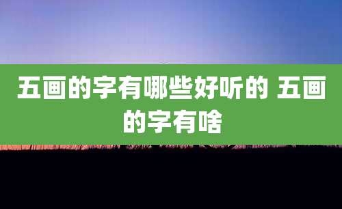 五画的字有哪些好听的 五画的字有啥