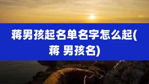 蒋男孩起名单名字怎么起(蒋 男孩名)
