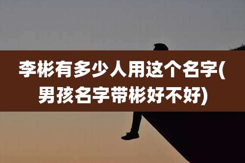 李彬有多少人用这个名字(男孩名字带彬好不好)