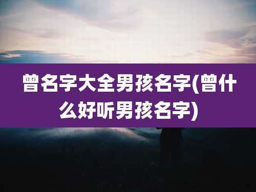 曾名字大全男孩名字(曾什么好听男孩名字)