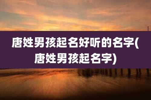 唐姓男孩起名好听的名字(唐姓男孩起名字)