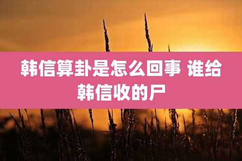 韩信算卦是怎么回事 谁给韩信收的尸