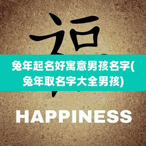 兔年起名好寓意男孩名字(兔年取名字大全男孩)