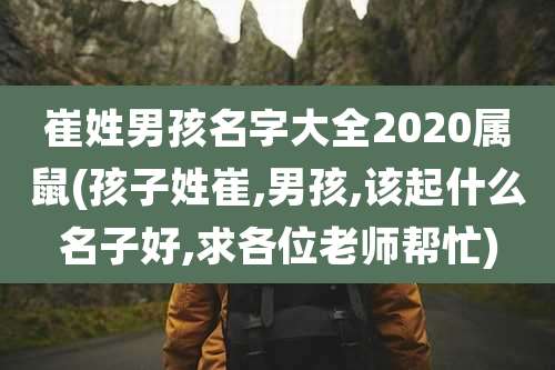 崔姓男孩名字大全2020属鼠(孩子姓崔,男孩,该起什么名子好,求各位老师帮忙)