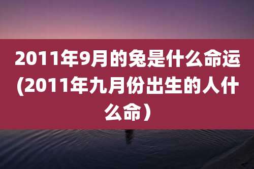 2011年9月的兔是什么命运(2011年九月份出生的人什么命）