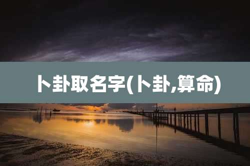 卜卦取名字(卜卦,算命)