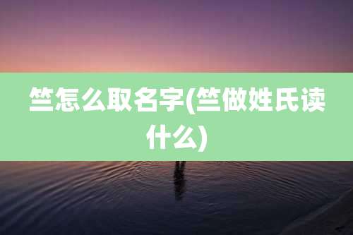 竺怎么取名字(竺做姓氏读什么)